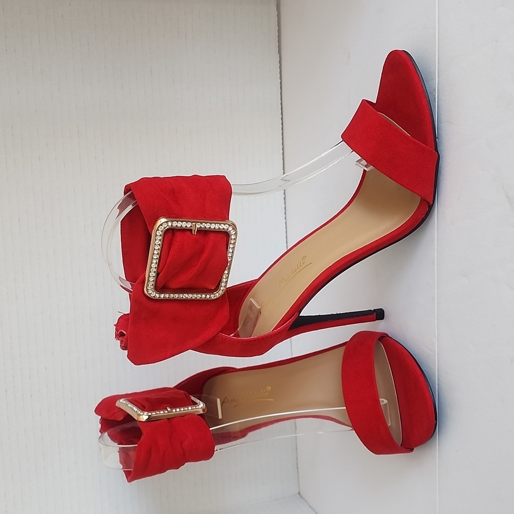 New in the Box - Formal Stiletto Heels w/ Gold Color Buckle & Rhinestones - Picture 6 of 11